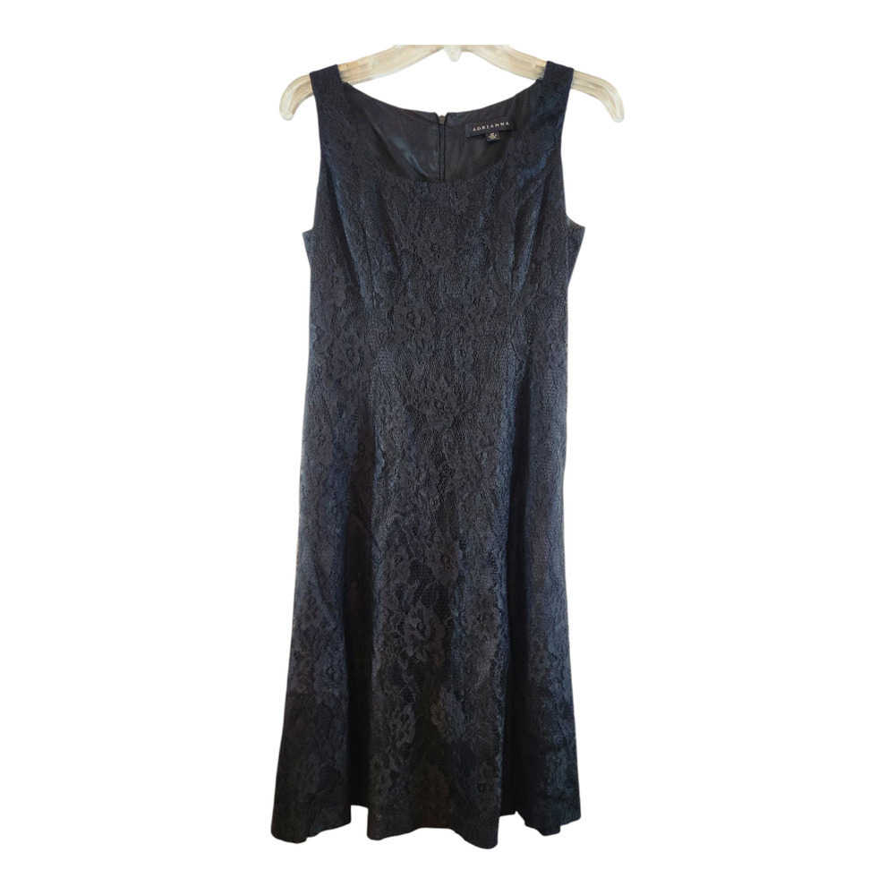 Adrianna sz 6P dress black lace sleeveless lined cocktail party office formal